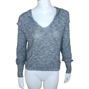 NWT Abound Womens XXS Black White Striped Marbel Lightweight LongSleeve Hood Top